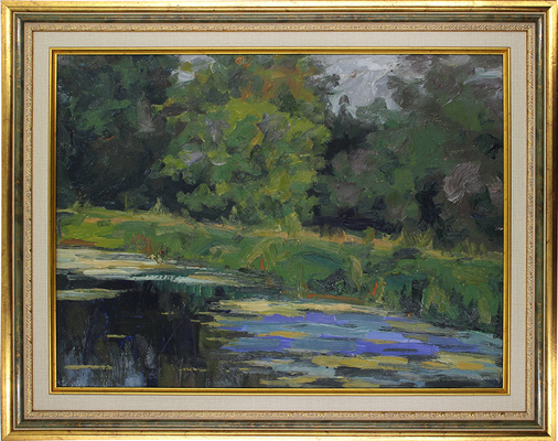 Романчук Михаил Григорьевич. Пейзаж с прудом